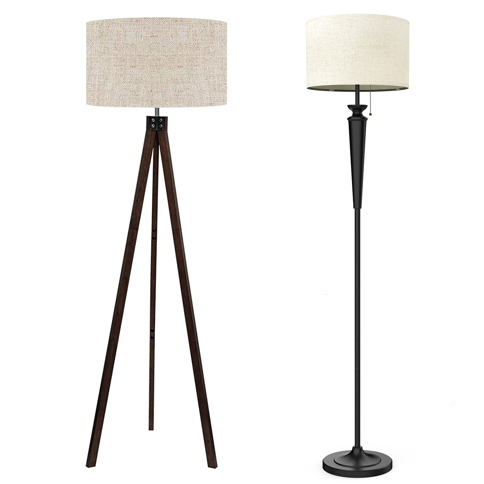 LEPOWER Modern Floor Lamp - Mid Century Tall Standing Light with Flaxen Shade & E26 Base for Living Room, Bedroom, Office | Dimmable Ambient Lighting for Reading & Relaxation