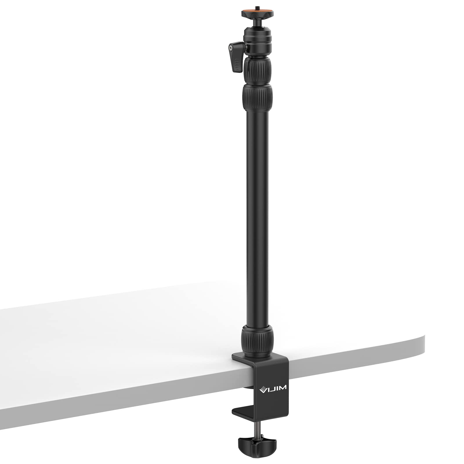 Jusmo Adjustable Aluminum Camera Desk Mount Stand with Ballhead (16-34 inch) - Heavy Duty C-Clamp for DSLR, Ring Light, Webcam & Video Lighting - Perfect for Home Studio, Vlogging & Live Streaming