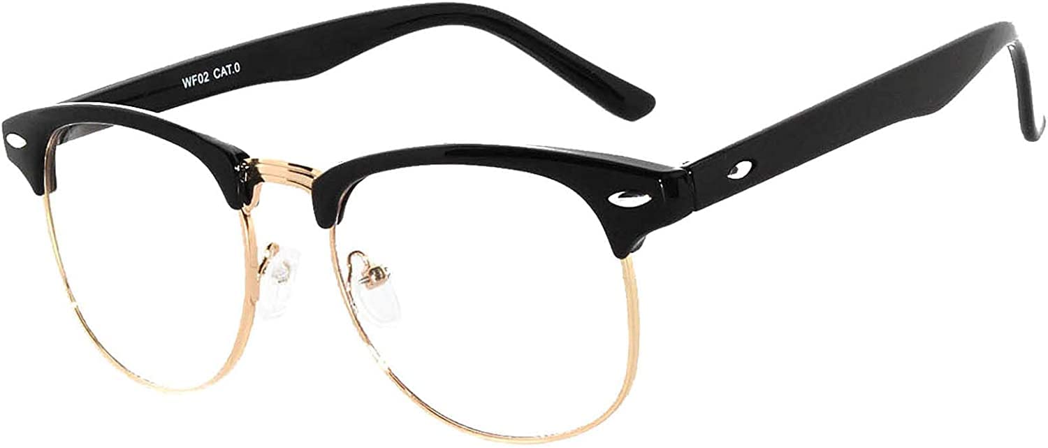 Vintage Retro Semi-Rimless Sunglasses for Men & Women - UV400 Protection Smoke Lens Metal Plastic Frame - Perfect for Driving, Beach & Outdoor Activities