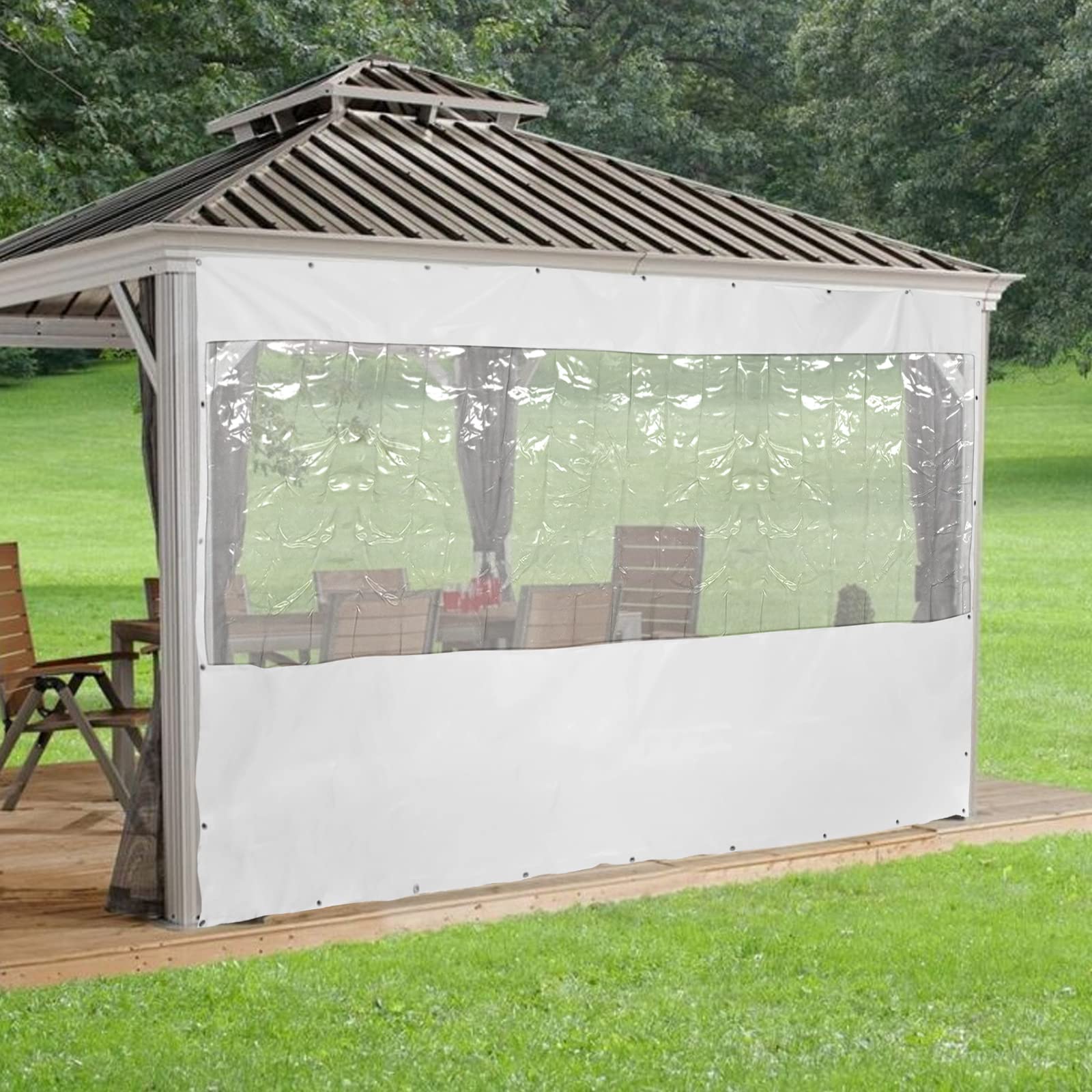 Waterproof Commercial Clear Vinyl Awning Canopy - 8x13 Feet (2.5x4m) Roll-Up Patio Enclosure for Tents, Awnings & Canopies - UV Resistant, Durable White Cover for Outdoor Events, Restaurants & Backyard Parties