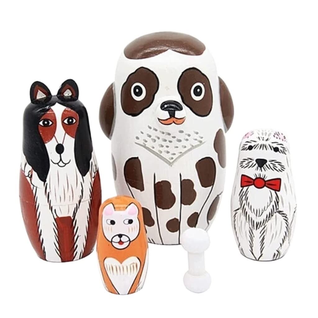 Handmade Russian Wooden Matryoshka Nesting Dolls - 5 Piece Set, Traditional Folk Art Home Decor, Birthday Gift for Kids & Adults - Perfect for Nursery, Living Room, and Collectible Displays
