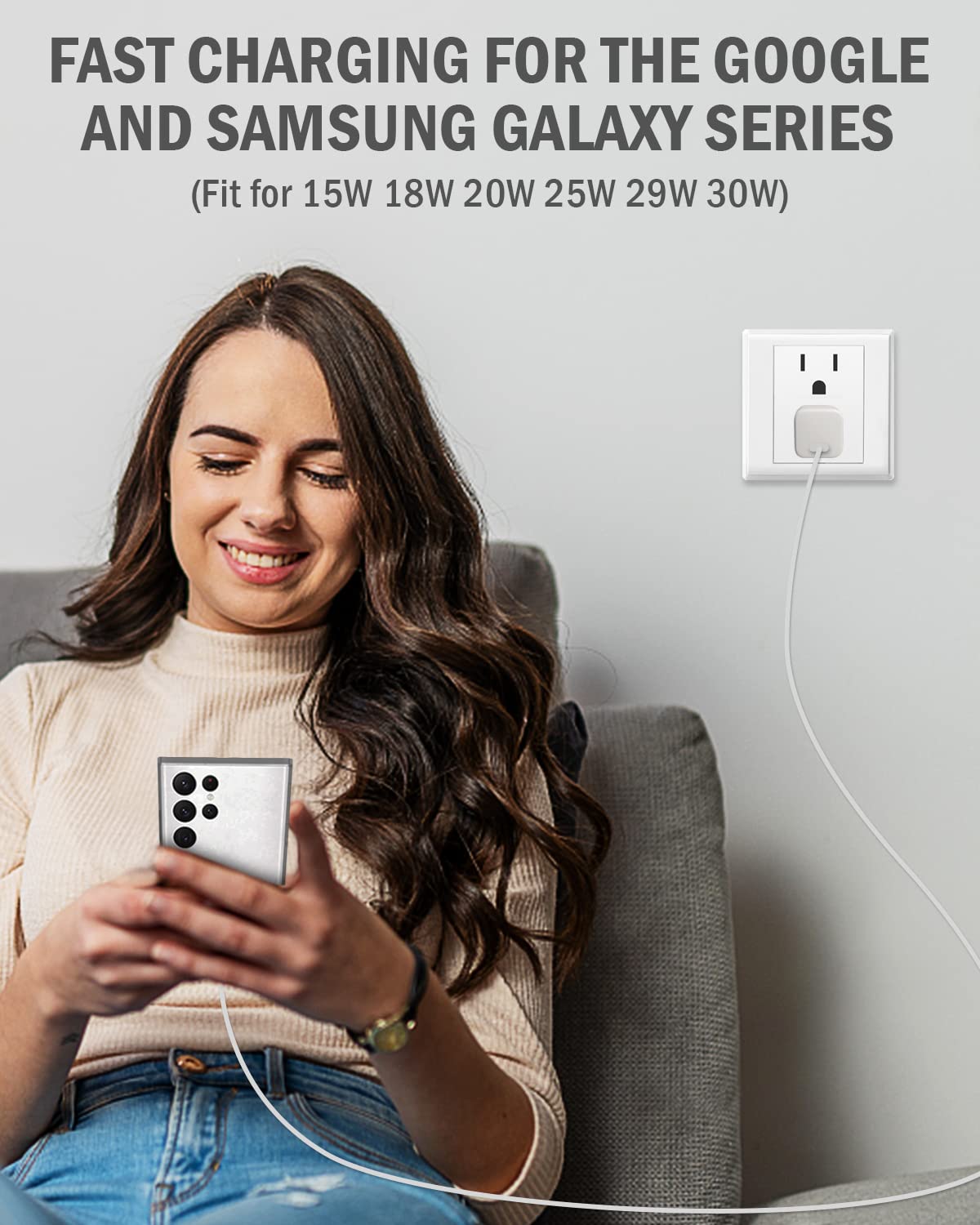30W USB-C GaN Fast Charger for MacBook Air M1/M2, MacBook Pro 13/12-inch - Compact & Powerful Laptop Charger with 6.6ft USB-C Cable - Also Works with iPhone 15/14/13 Series - Perfect for Travel, Office & Home Use