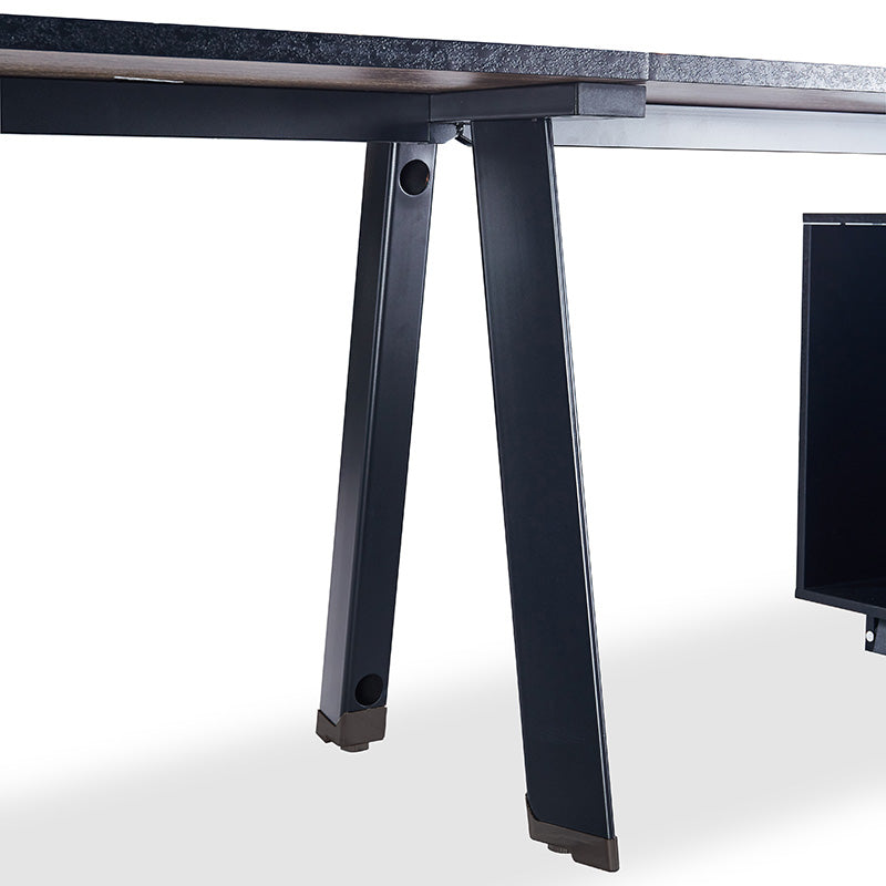 ARTO 2-Person Workstation with 2 Storage Cabinets - 2.4M Warm Oak & Black Office Desk for Home & Business | Perfect for Shared Workspaces & Small Offices