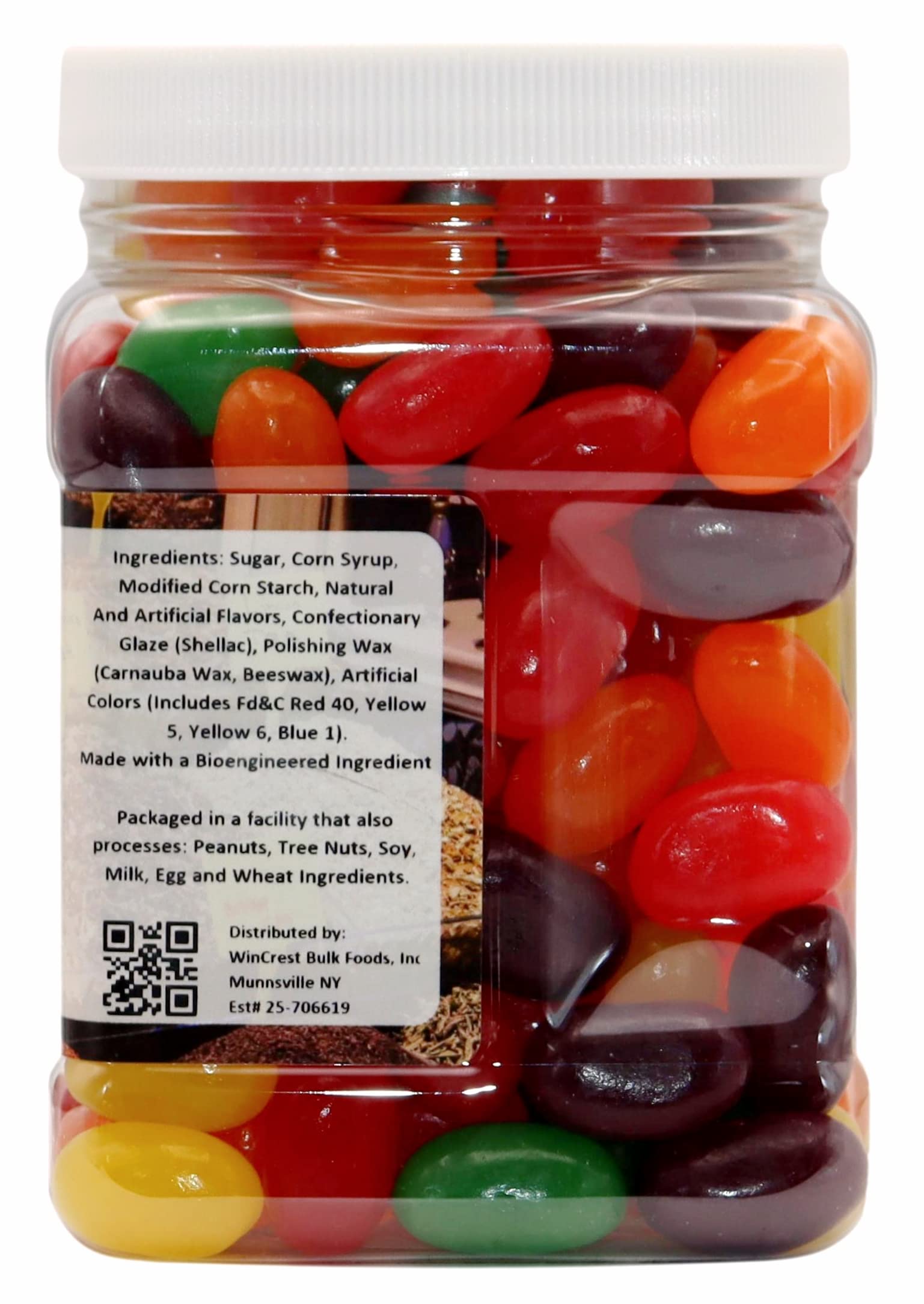 WinCrest Jumbo Jelly Beans - Assorted Fruit Flavored Gummy Candy - 2 Pound Bulk Tub - Perfect for Birthday Parties, Halloween Treats & Office Snacks