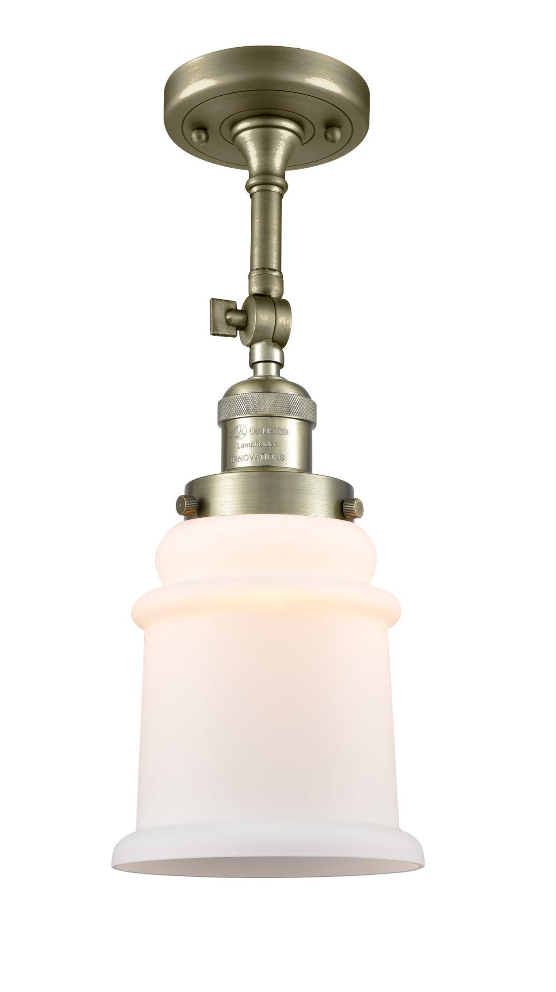 Innovations 201F-AB-G181 Semi-Flush Mount Ceiling Light Fixture - 1 Light Antique Brass Finish - Perfect for Bedroom, Living Room & Hallway Lighting