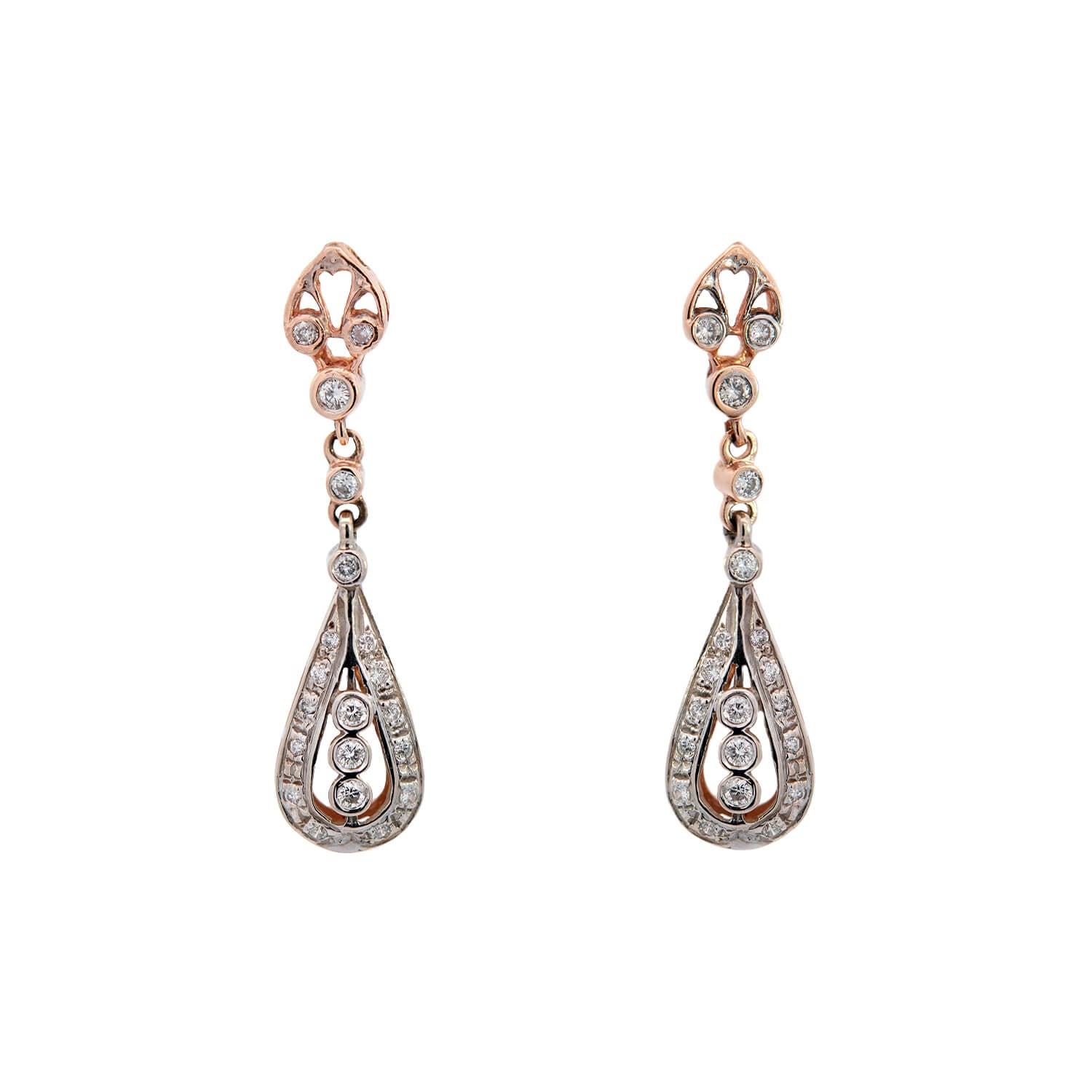 14K Gold Diamond Dangle Earrings 0.90ctw - Elegant Drop Earrings for Women, Perfect for Weddings, Parties & Special Occasions
