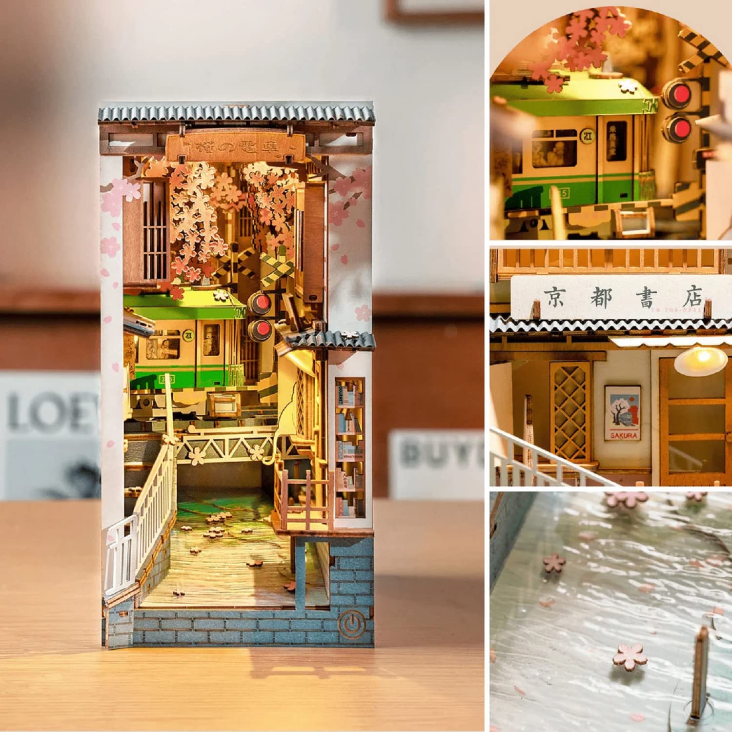 Rolife DIY Book Nook Kit - Wooden Decorative Bookends with LED Lights for Home & Office Decor | Miniature Dollhouse Model Building Kits | Perfect for Bookshelf Insert, Gift Giving & Creative Hobbyists
