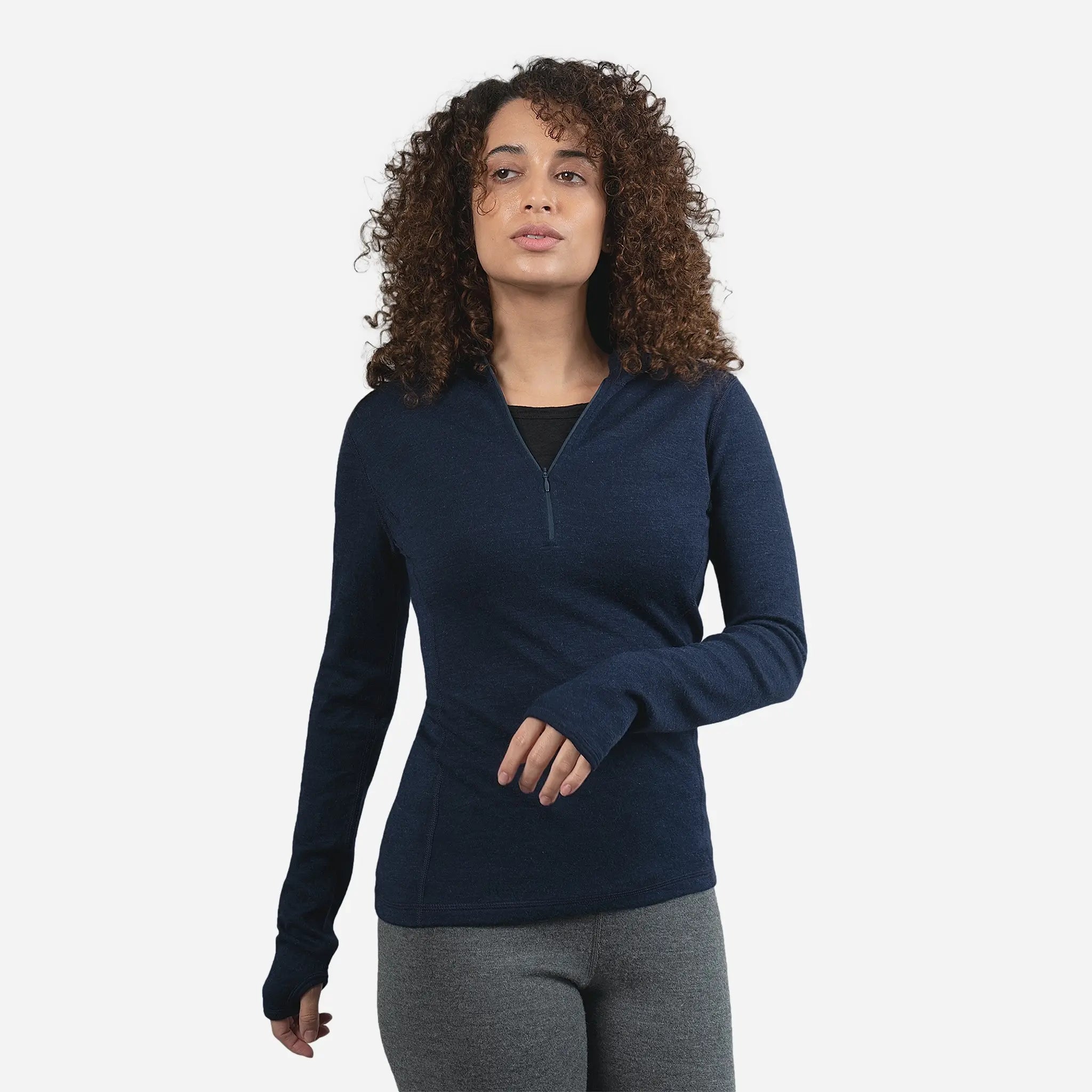 Women's Lightweight Alpaca Wool Hoodie - 300 GSM Half Zip Pullover for Outdoor Hiking & Casual Wear