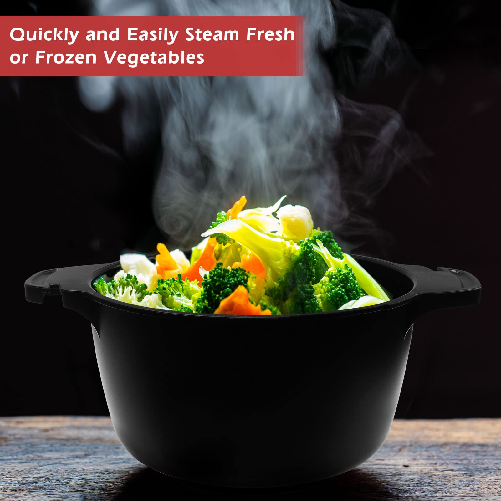 1 Quart BPA-Free Microwave Steamer & Cooker | Professional Small Cookware for Vegetables | Dishwasher Safe | Perfect for Quick Healthy Meals & Meal Prep