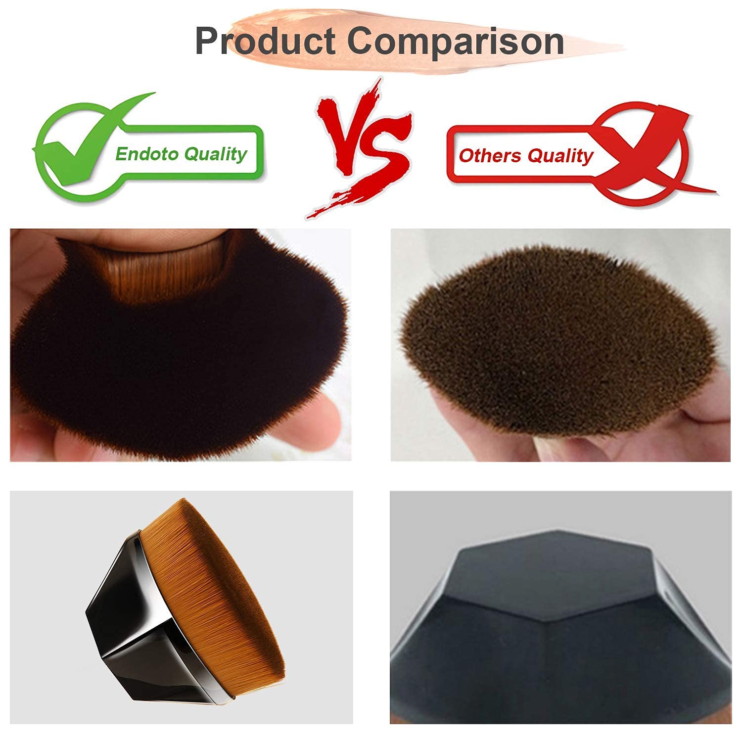 Dadswell Liquid Makeup Foundation Brush - Professional Flat Top Kabuki Brush for Seamless Blending of Liquid, Cream & Powder | Hexagon Handle with Travel Case | Perfect for Everyday Makeup & On-the-Go Touchups