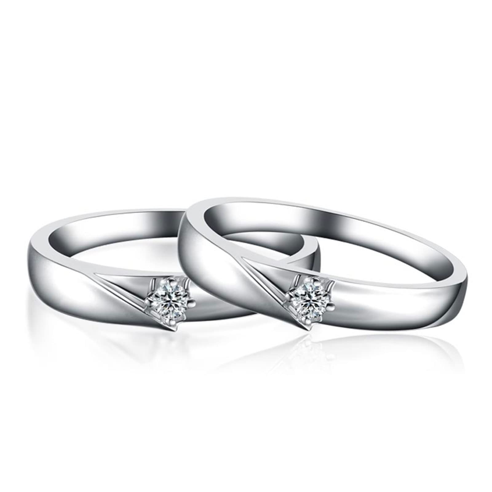 Diamond Matching Couples Rings for Him and Her - Sterling Silver/10K/14K/18K Wedding Promise Rings with Free Engraving | Perfect for Anniversaries, Engagements & Romantic Gifts