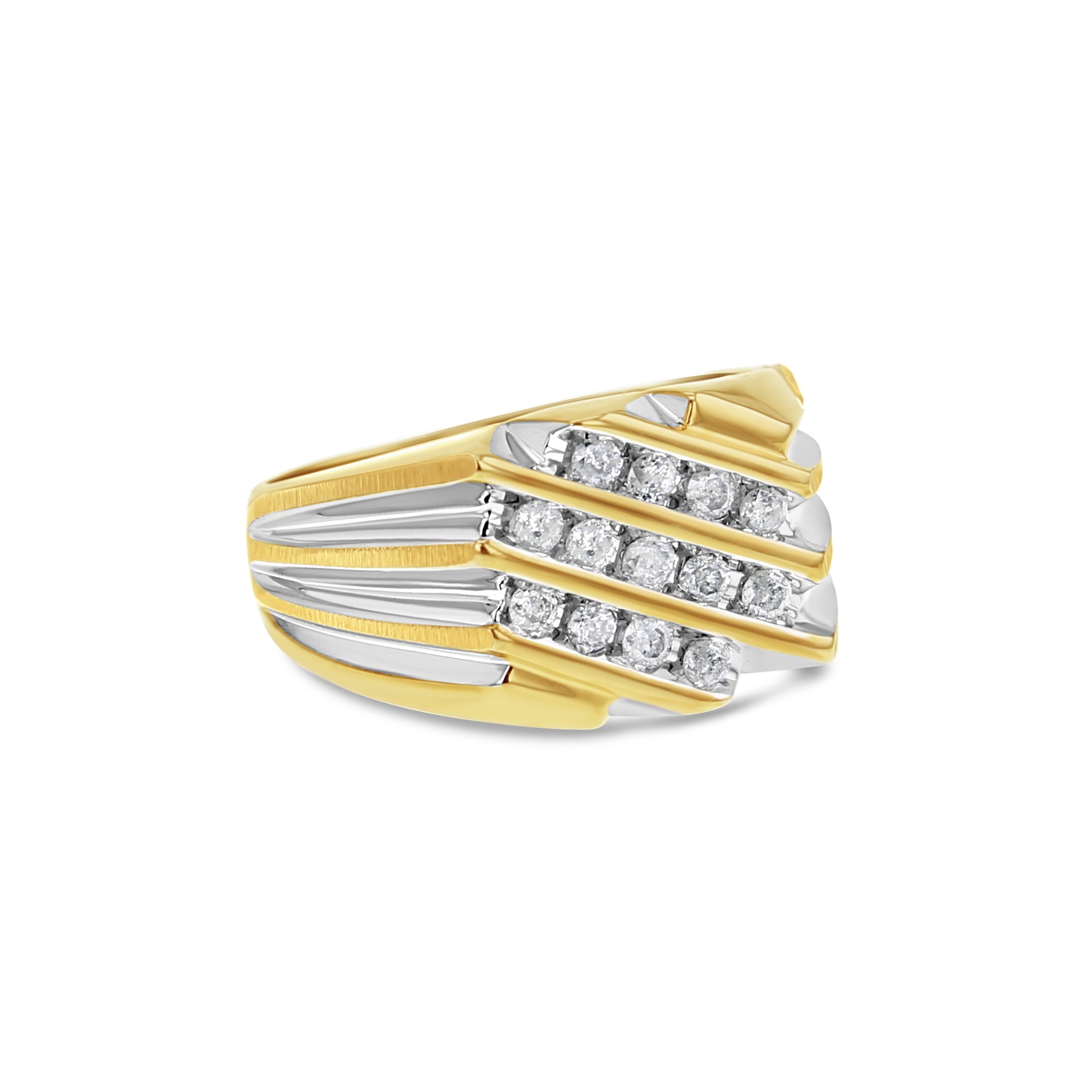 14K Gold Men's Two-Tone Diamond Ring - 0.65 Carat Total Weight | Elegant Wedding Band & Anniversary Gift for Him