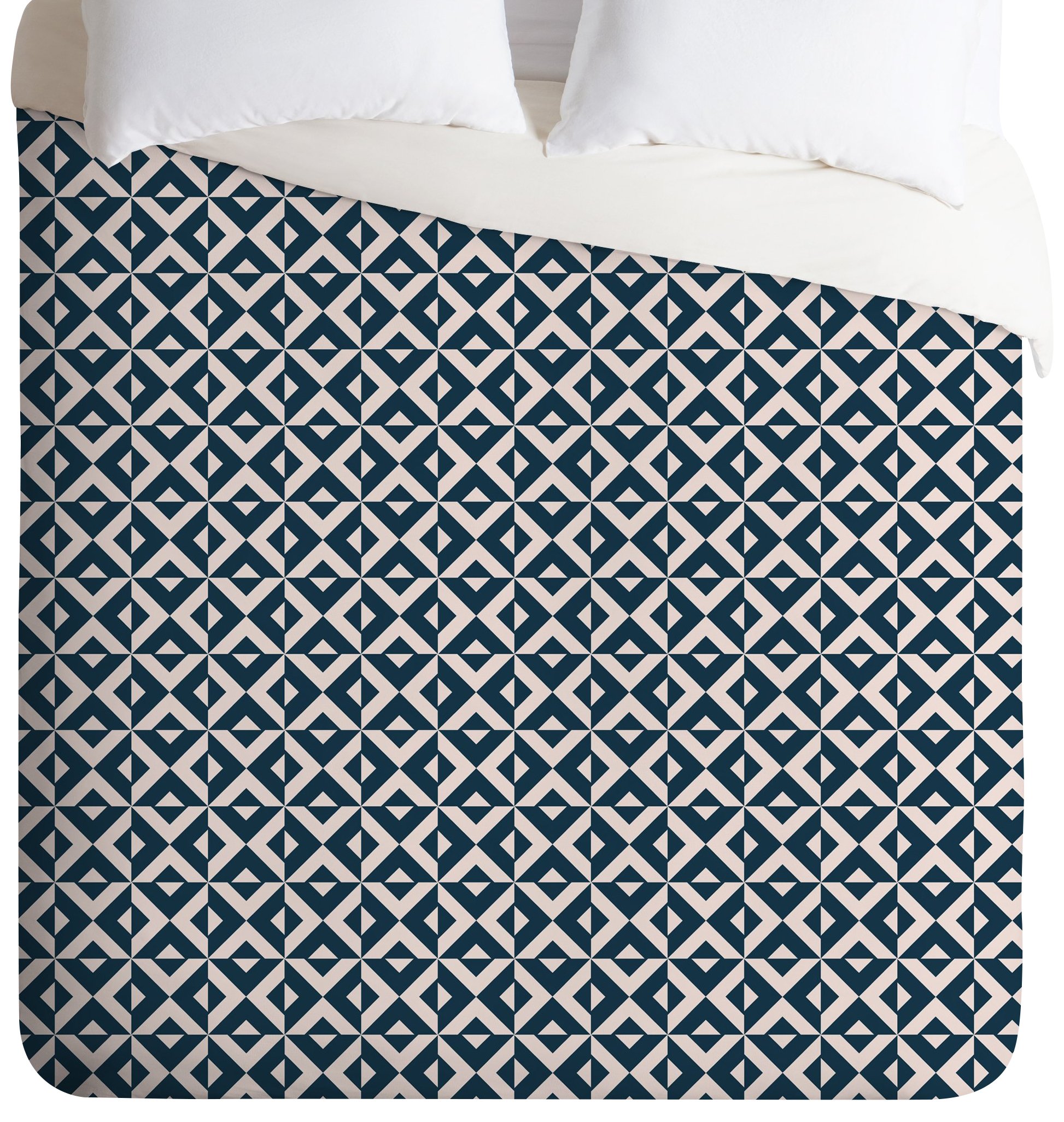 Deny Designs Khristian A Howell Nina Pink and Navy Duvet Cover Queen Size - Soft Luxury Bedding for Girls Room, Guest Bedroom & Dorm Decor