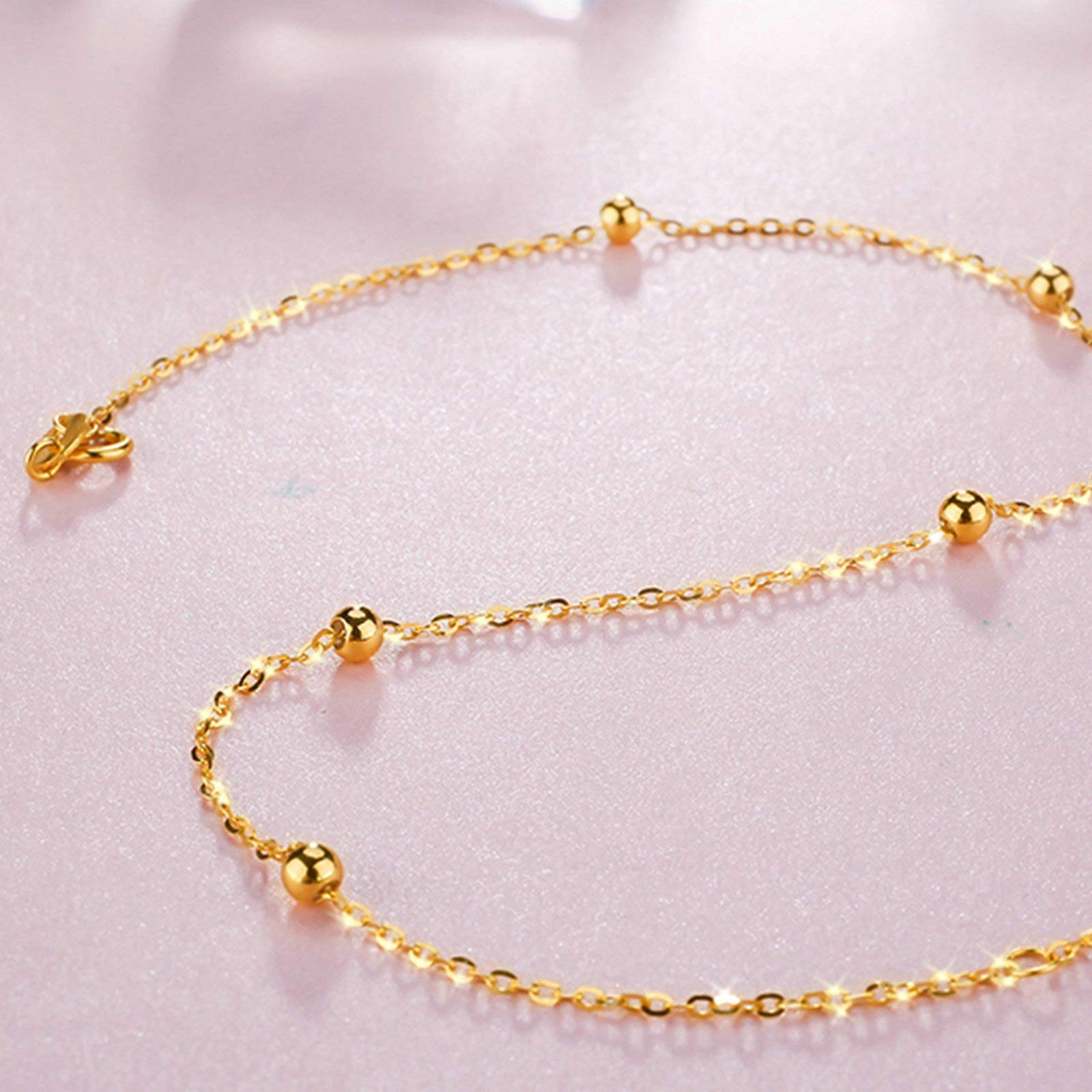 18K Gold Ankle Bracelet for Women - Elegant Beaded Foot Chain Anklet Jewelry - Perfect for Beach, Parties & Everyday Wear