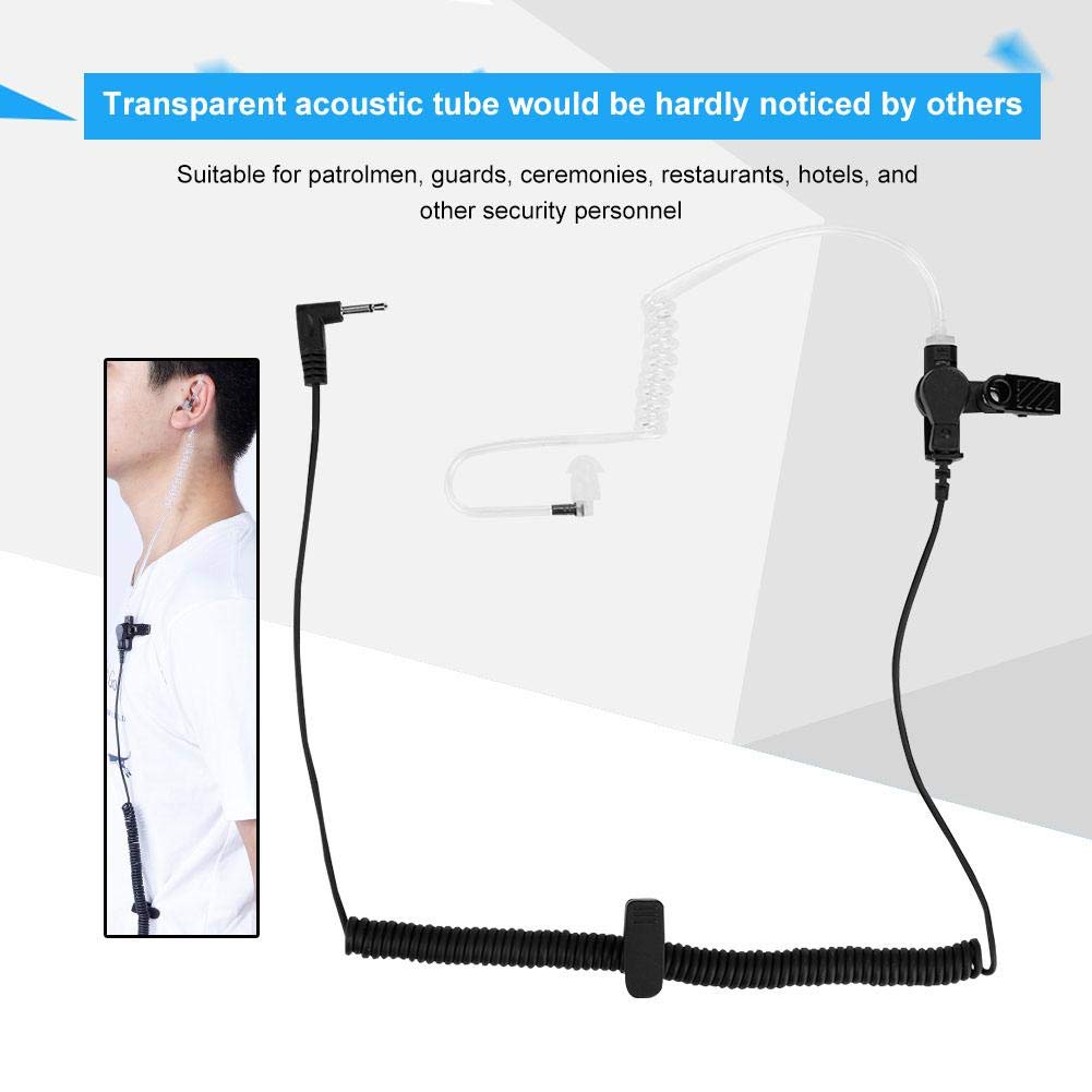3.5mm M Head Convert Acoustic Tube Earpiece Ear Hook - Clear Coil Tube Earbud for Walkie Talkie & Two Way Radio Headsets - Ideal for Patrolmen, Security Guards, Hotel Staff & Event Ceremonies (Discreet Communication Solution)