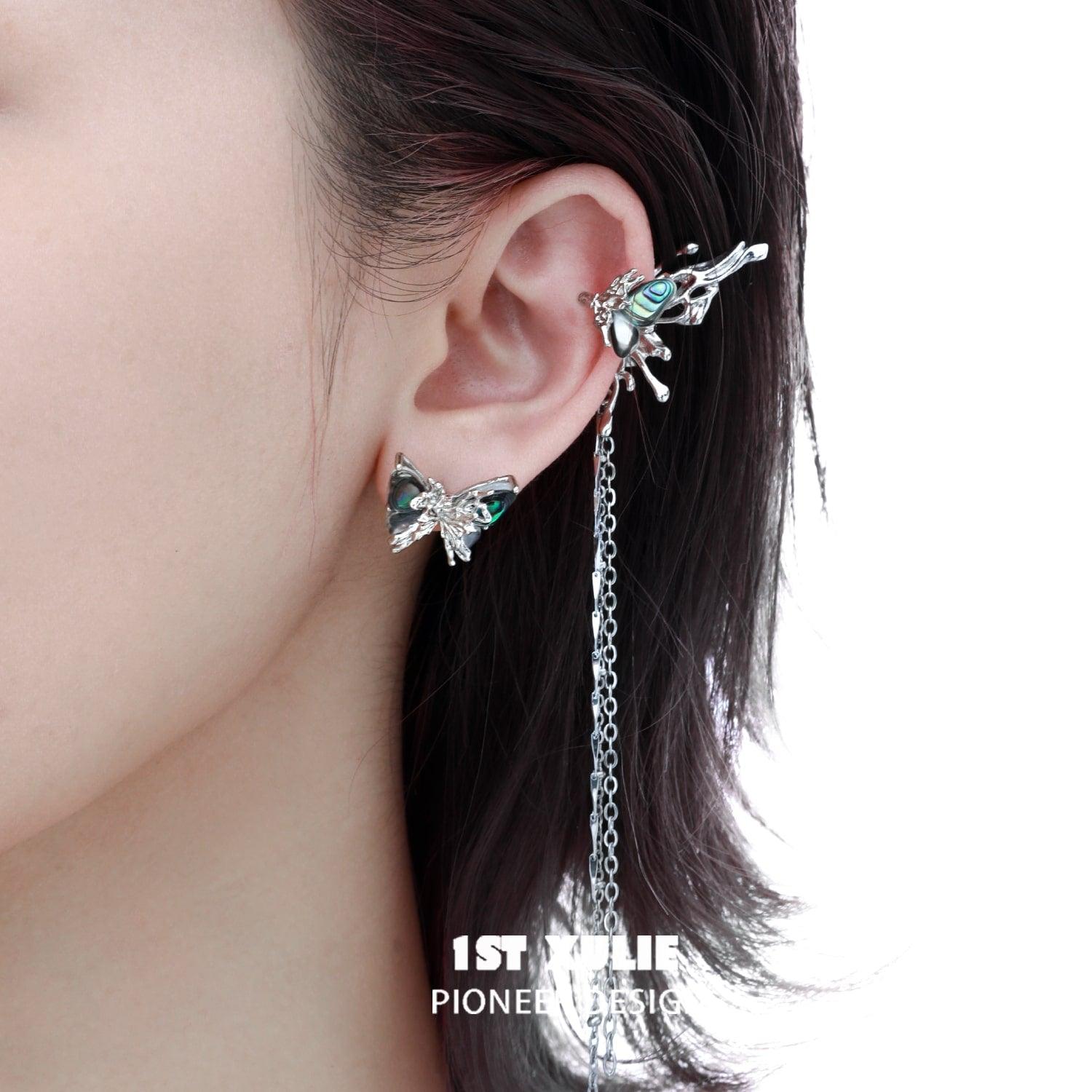 18K Gold Plated Butterfly Tassel Earrings for Women - Elegant Dangle Clip-On Earrings for Parties, Weddings & Special Occasions
