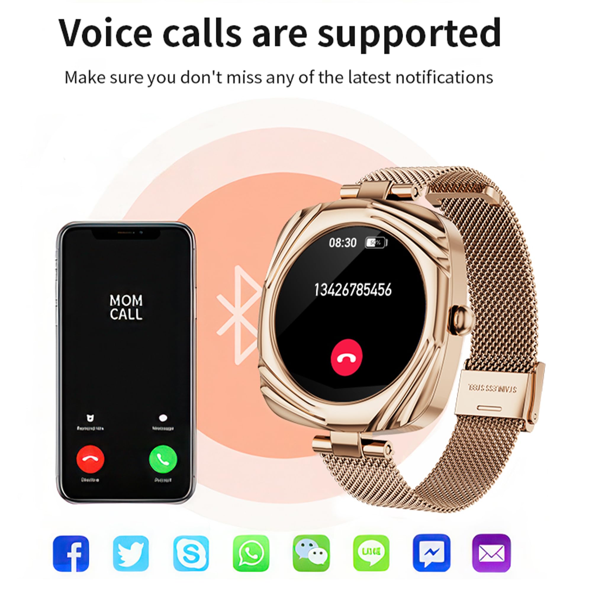 Smart Watch for Women with Heart Rate Monitor, Sleep Tracker & Fitness Modes - Bluetooth Call Smartwatch Compatible with Android & iOS - Perfect for Workouts, Running & Daily Health Tracking (Coffee)