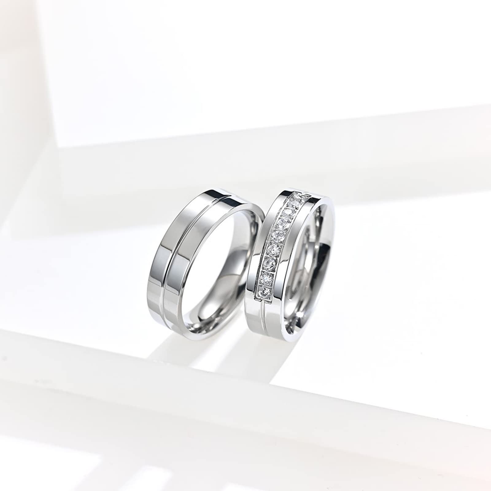 His & Her Stainless Steel Promise Rings - 6MM Engravable for Couples | Wedding & Anniversary Gifts