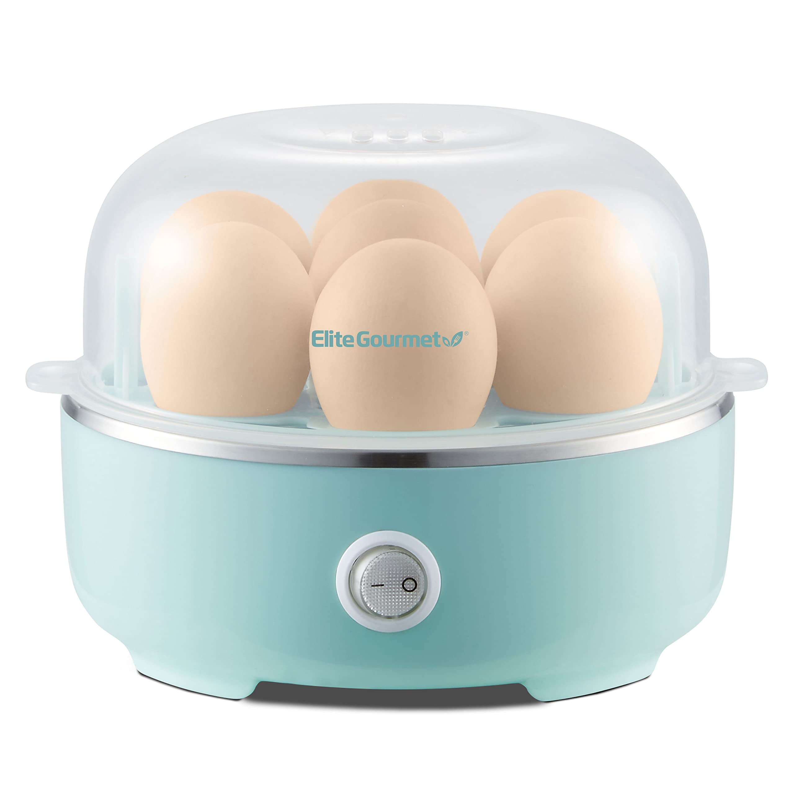 Elite Gourmet EGC115M Electric Egg Cooker - 7 Egg Capacity for Soft, Medium, Hard Boiled Eggs | Auto Shut-Off & BPA Free | Includes Measuring Cup | Retro Mint Design | Perfect for Breakfast Meal Prep & Healthy Snacks