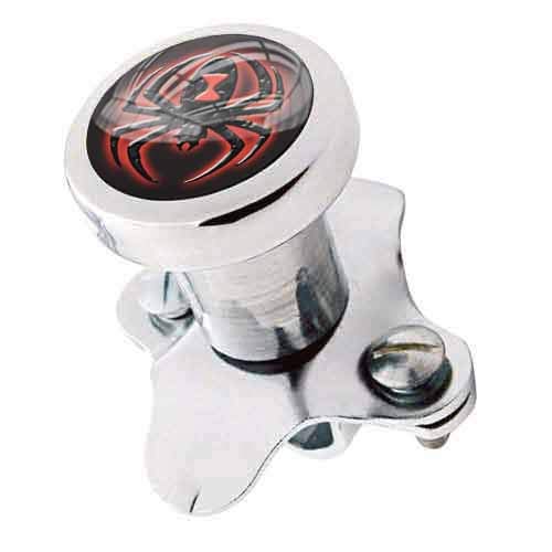 Polished Billet Aluminum Steering Wheel Spinner Knob - Suicide Brody Knob for Hot Rod, Custom Car, Truck, SUV, Tractor Trailer & Boat Accessories - Vintage Black Widow Spider Red Design (Perfect for Off-Roading, Trucking & Classic Car Restoration Projects)
