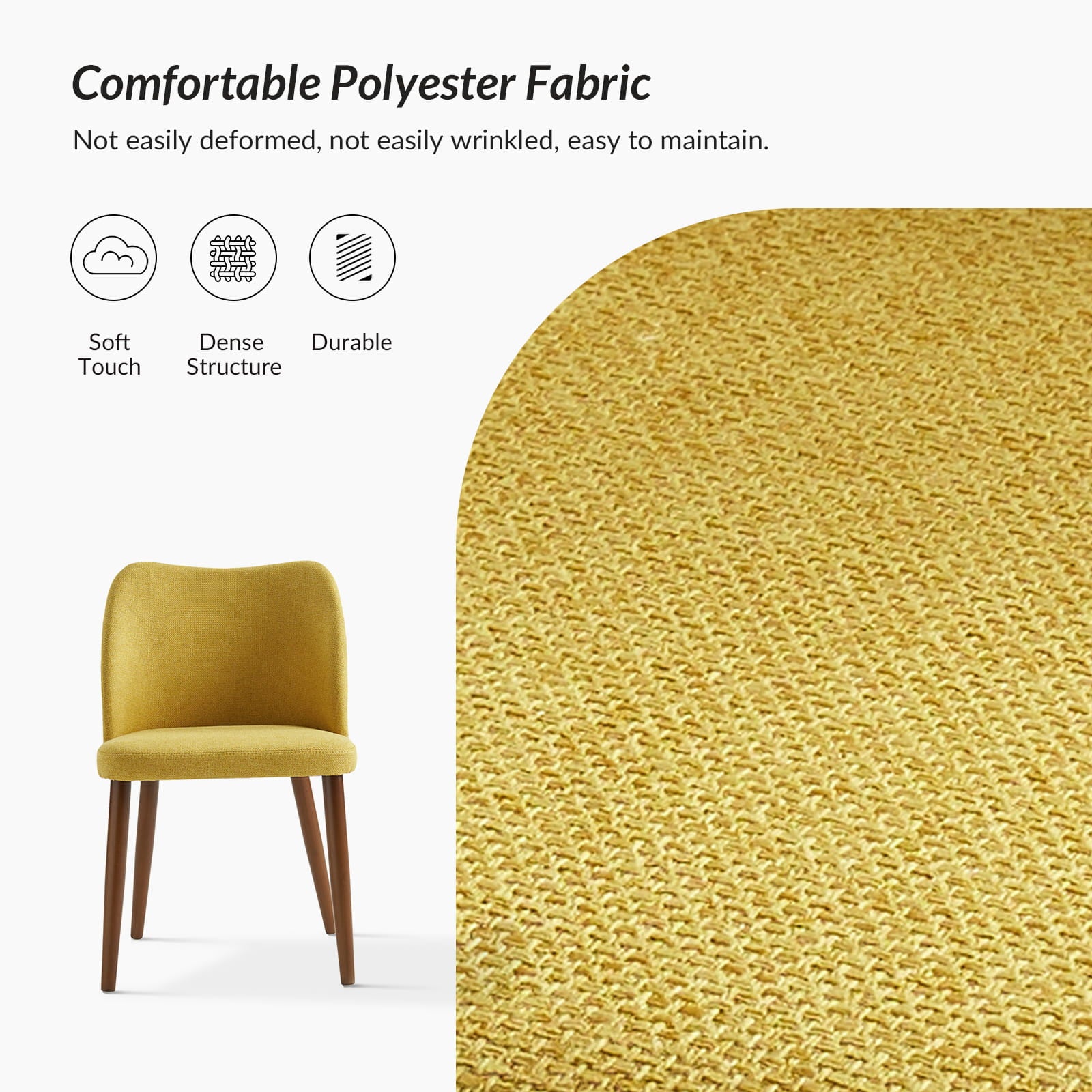 Mid Century Modern Upholstered Dining Chairs - Diana Collection | Stylish Upholstered Side Chairs for Kitchen, Dining Room & Office | Comfortable & Elegant Seating Solution