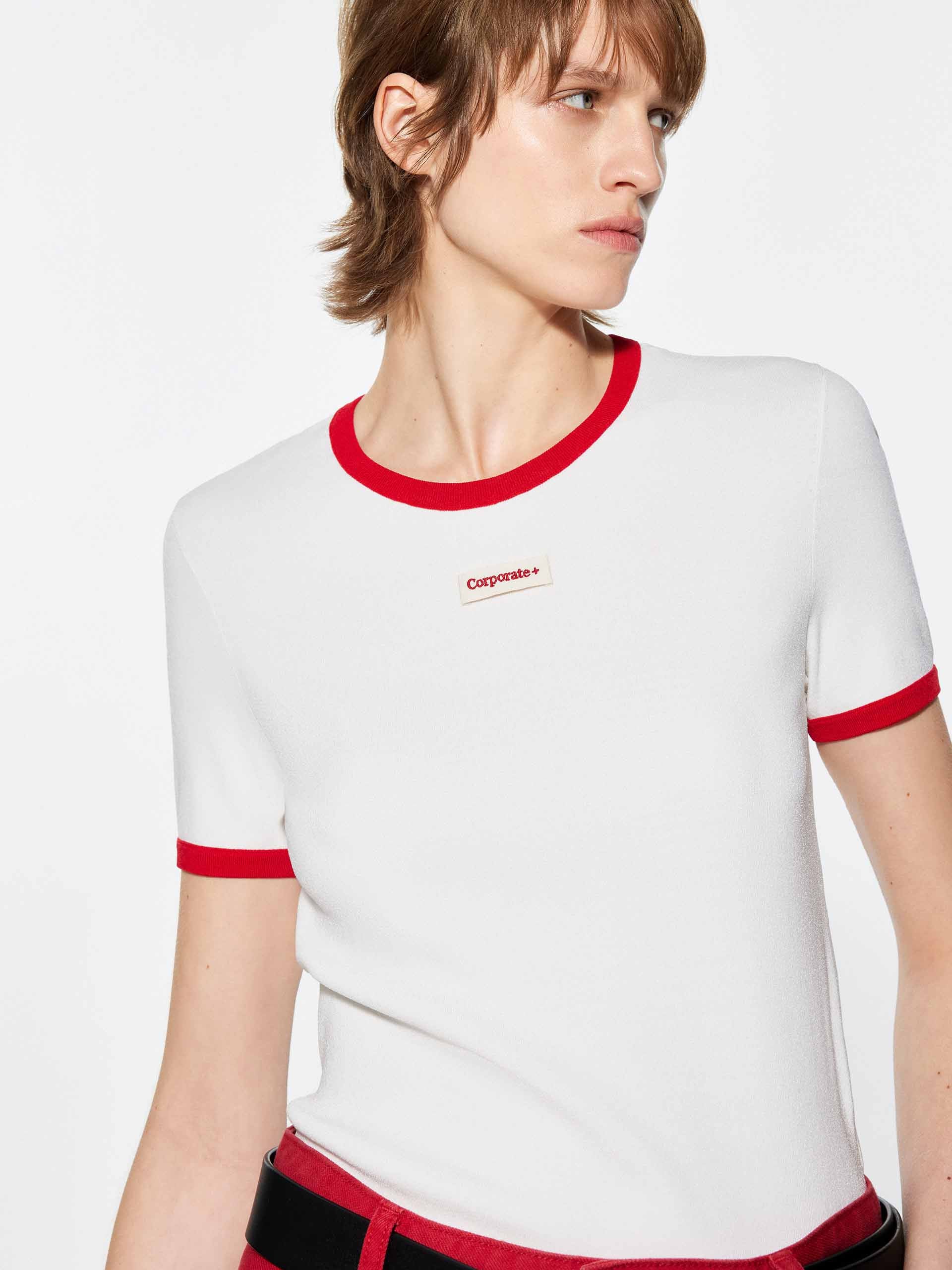 Stylish Contrast Color Round Neck T-Shirt for Women - Trendy Casual & Everyday Wear - Perfect for Outings, Work & Relaxation