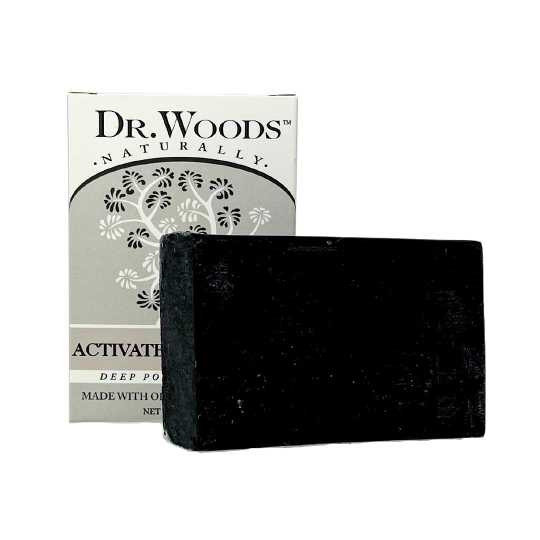 Dr. Woods Deep Pore Cleansing Activated Charcoal Bar Soap with Organic Shea Butter - 5 oz (3 Pack) | Detoxifying Face & Body Wash for Acne, Blackheads & Oily Skin | Natural Exfoliating Cleanser for Men & Women