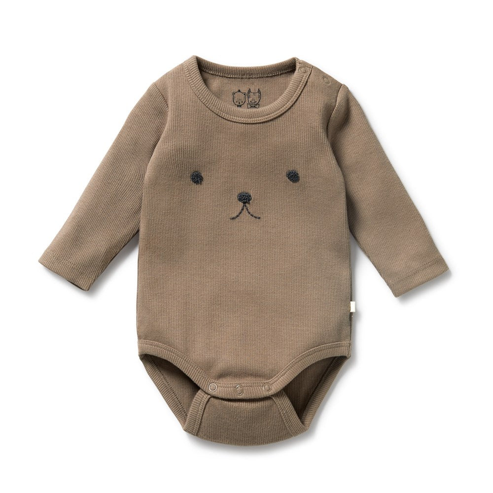 Organic Walnut Long Sleeve Ribbed Bodysuit for Babies - Soft & Comfortable Outfit for Everyday Wear, Playtime & Photo Shoots