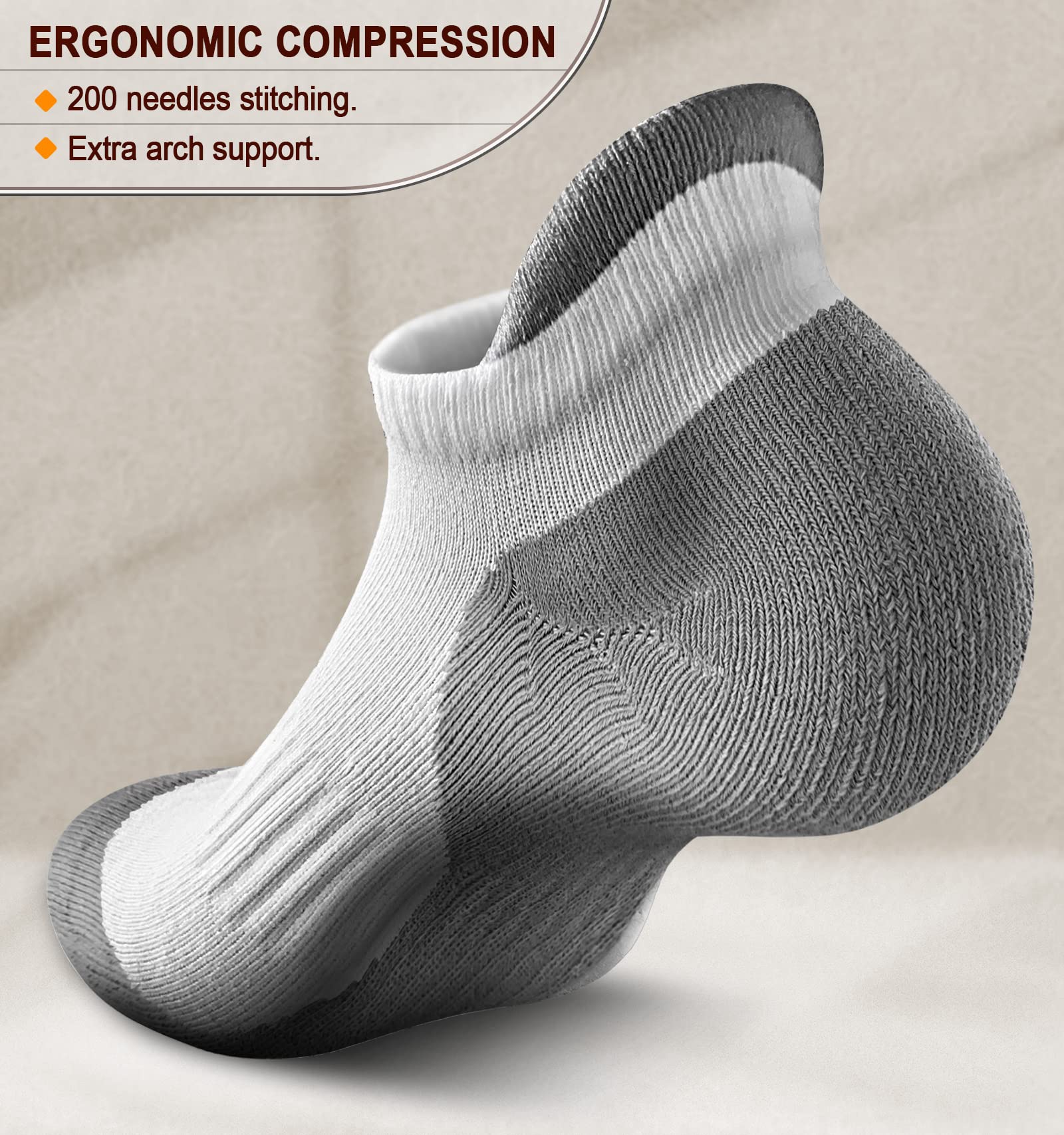 BULLIANT Women's Athletic Socks 6-Pack - No Show Cushioned for Running & Walking with Arch Support - Perfect for Sports & Daily Wear