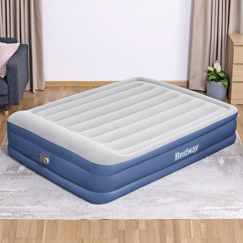 46cm Thick Inflatable Air Mattress with Built-in Pump - Queen Size for Camping, Guest Beds & Travel Comfort