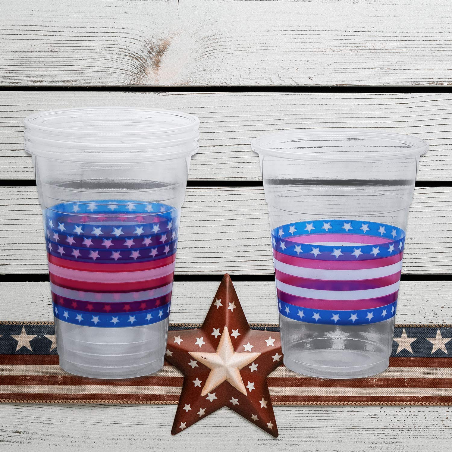 16-Oz Patriotic Stars & Stripes Plastic Party Cups - Bulk Pack of 60 Disposable Drinkware for 4th of July, Memorial Day & Summer BBQs - Perfect for Outdoor Celebrations & Red White Blue Themed Events