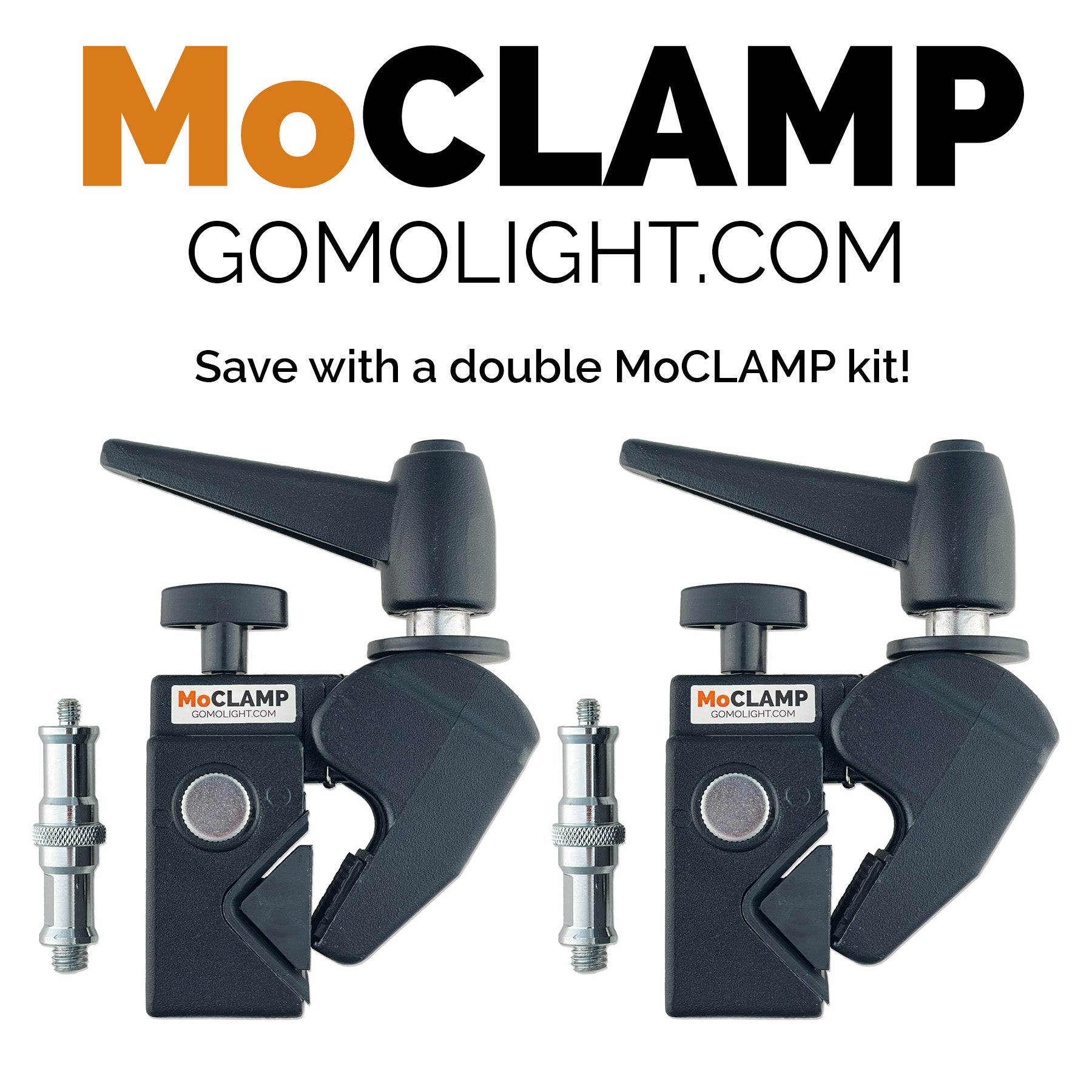 MoClamp DOUBLE Studio Super Clamp Kit - Heavy Duty Light Stand Mount for Photography & Video Equipment - Perfect for YouTube, TikTok, and Live Streaming Setups