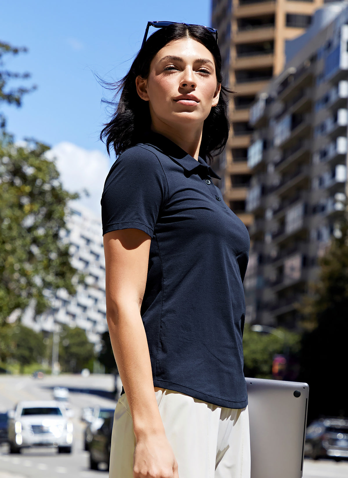 Eco Dex Women's Polo Shirt Short Sleeve Cotton Blend Casual Top for Work, Golf & Outdoor Activities