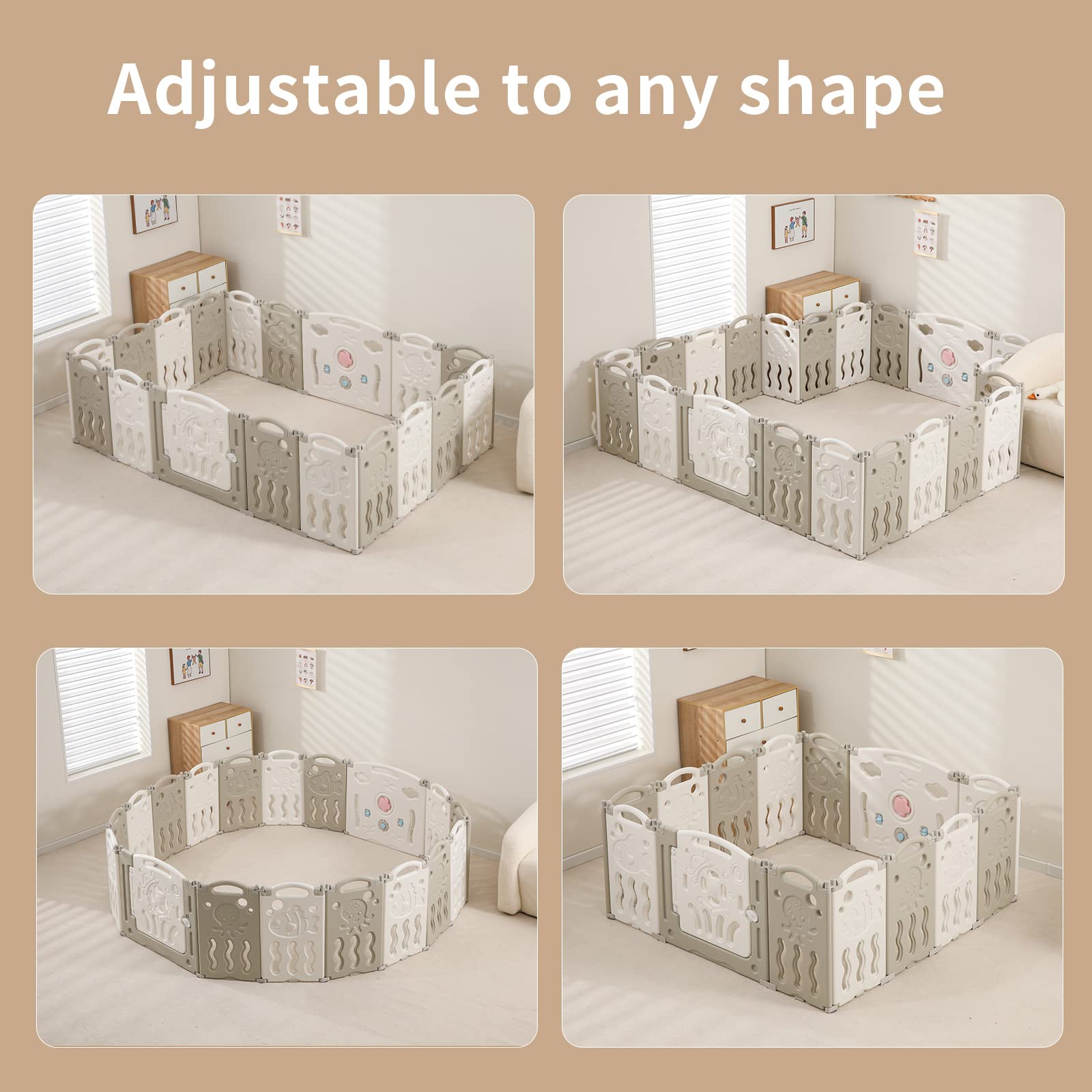 **Foldable Baby Playpen for Infants & Toddlers - 22 Panel Extra Large Play Yard, Portable Play Fence & Adjustable Safety Gate - Perfect for Indoor Play Areas, Daycare, and Home Nursery**