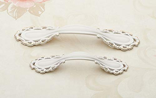 1Pc Chic Shabby Drawer Pulls Handle - Ivory White Gold Kitchen Cabinet Hardware (64mm) - Perfect for Vintage Dressers, Farmhouse Cabinets & DIY Furniture Upgrades