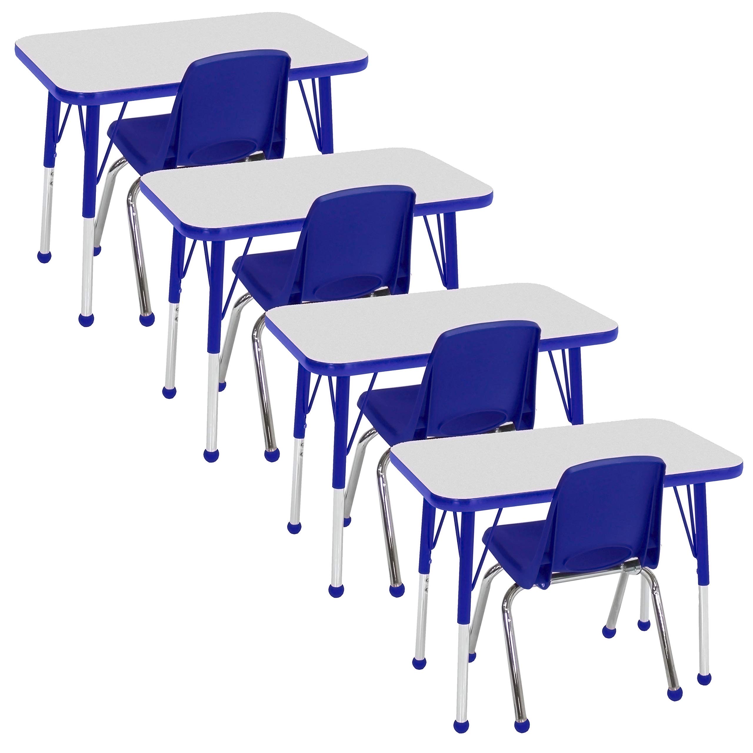 Adjustable Student Activity Tables & Chairs Set for Classroom - 4 Pack