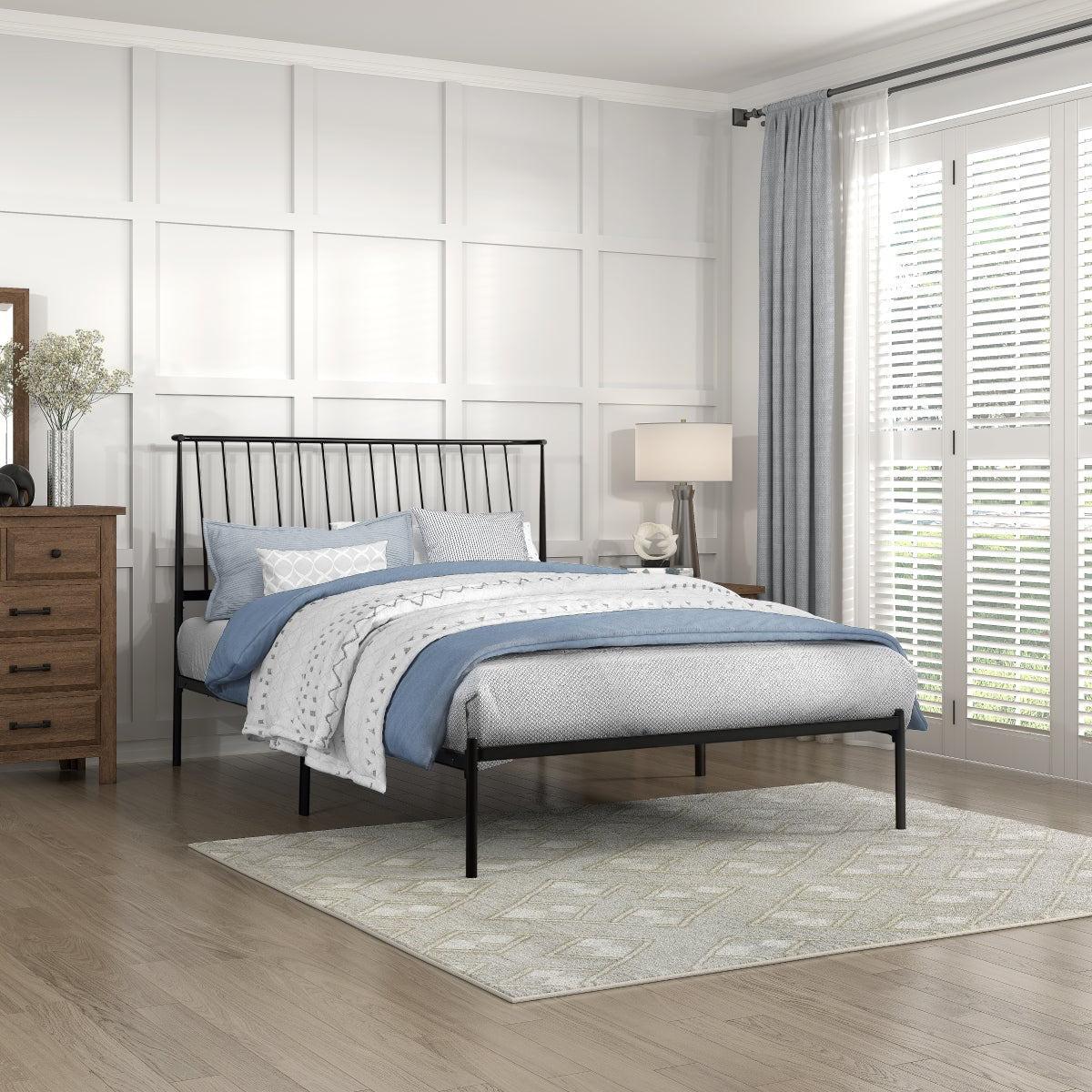 Black Metal King Platform Bed Frame - No Box Spring Needed - Sturdy & Modern Design for Master Bedroom & Guest Room