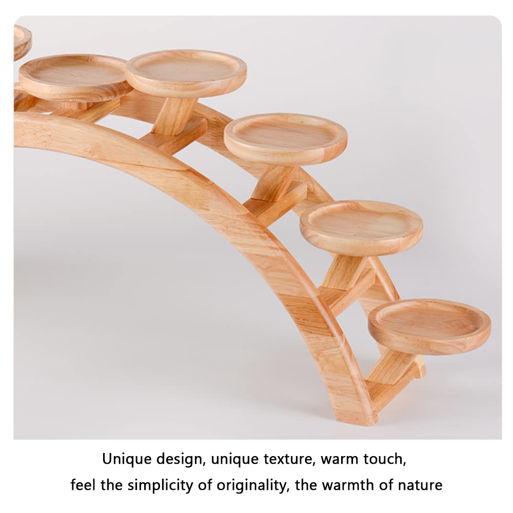 Japanese Style Stepped Sushi Plate - Wooden Arch Bridge Sushi Serving Tray for Small Portions, Appetizers & Snacks | Perfect for Home Dining, Party Food Display & Japanese Restaurant Serving