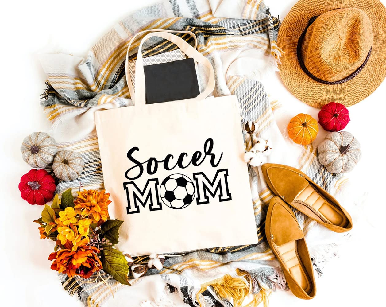 Soccer Mom Tote Bag - Large Reusable Canvas Grocery Shopping Bag for Women - Funny Football Themed Gift for Moms - Perfect for Sports Games, School Runs & Grocery Trips