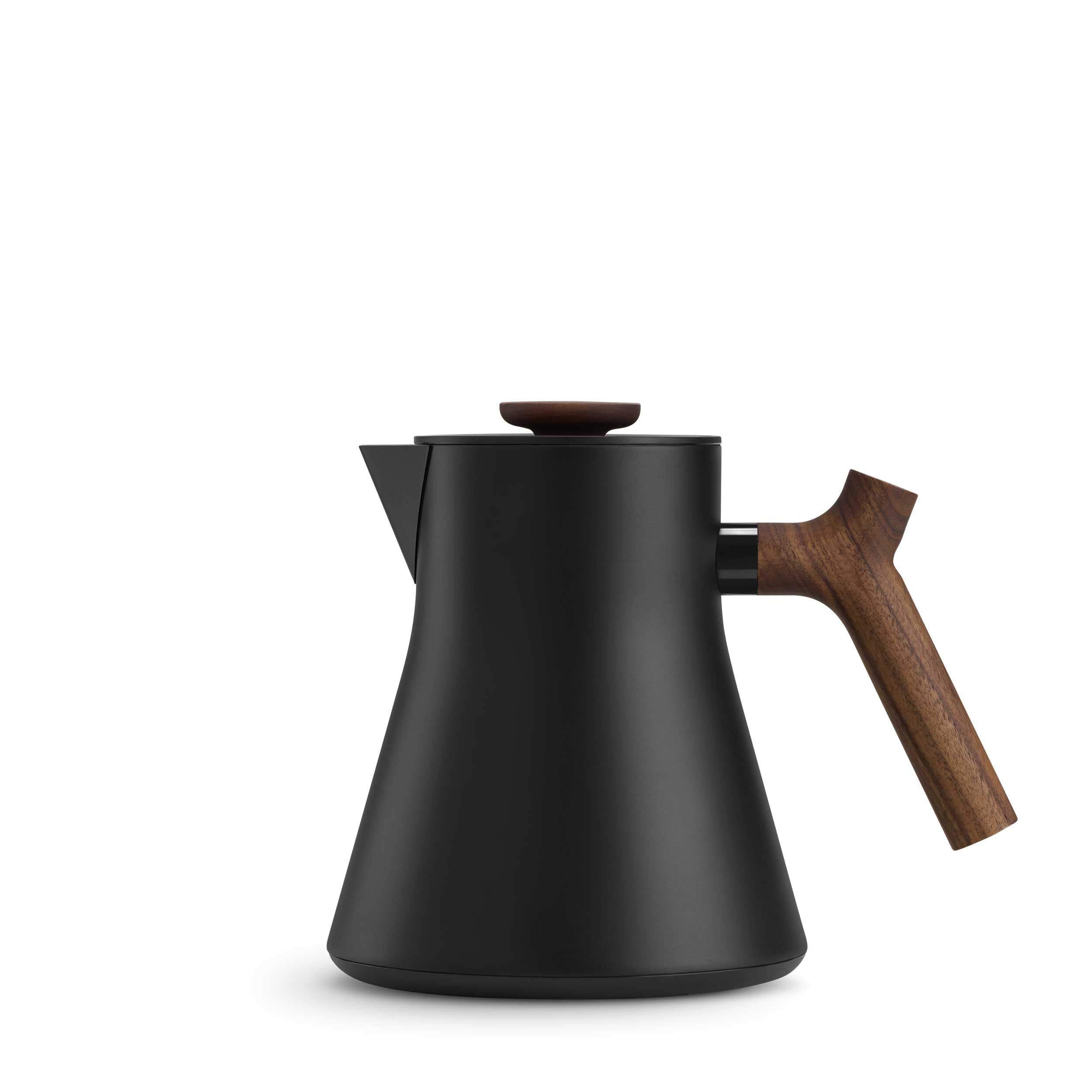 Fellow Corvo EKG Pro Electric Gooseneck Kettle - Matte Black with Walnut Handle - Perfect for Pour Over Coffee, Tea Brewing & Home Kitchen Use