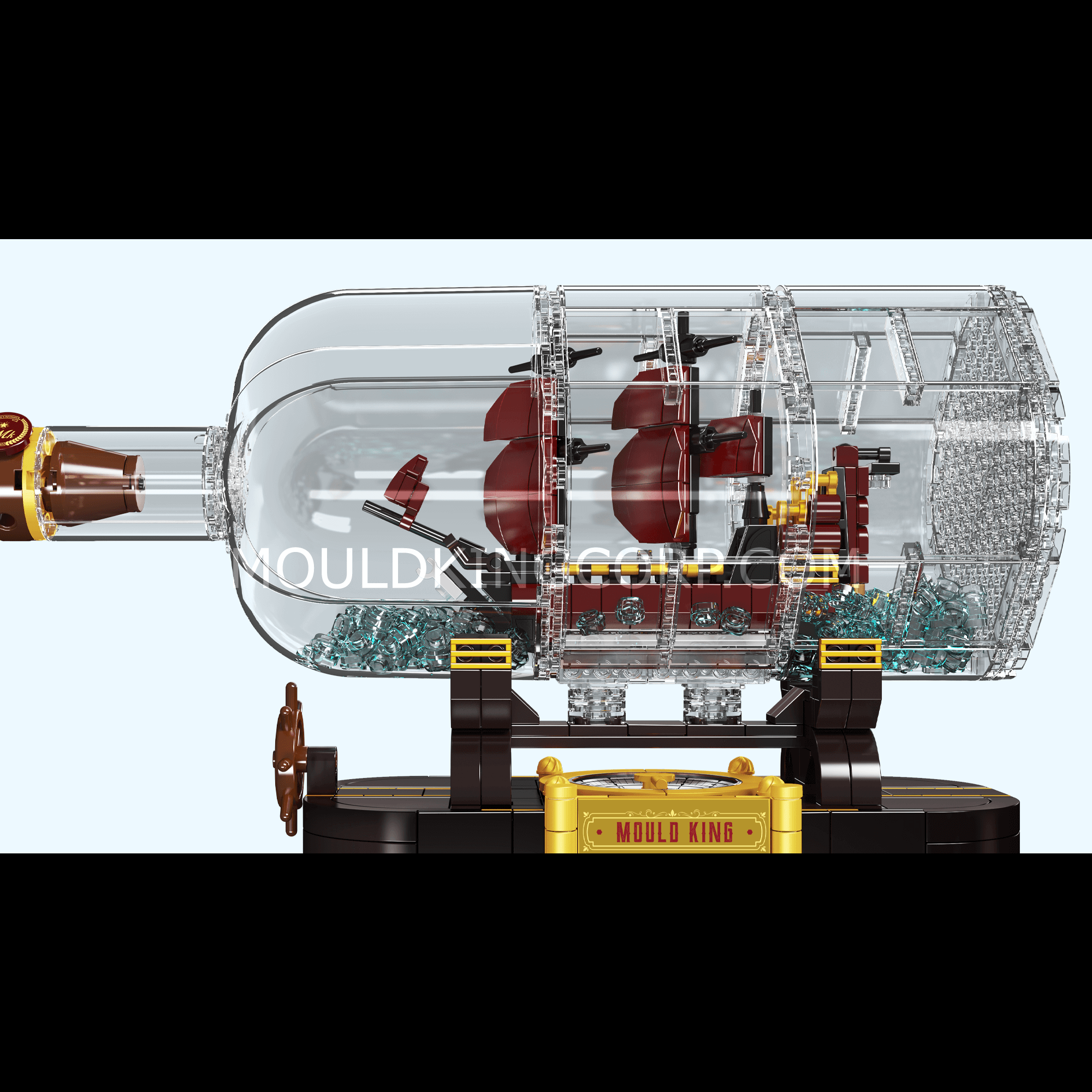 Mould King 10085 Mini Queen Revenger Ship in a Bottle Building Set - 885 Piece Model Kit for Adults & Teens | Perfect for Home Decoration, Gift Giving & Relaxing DIY Projects