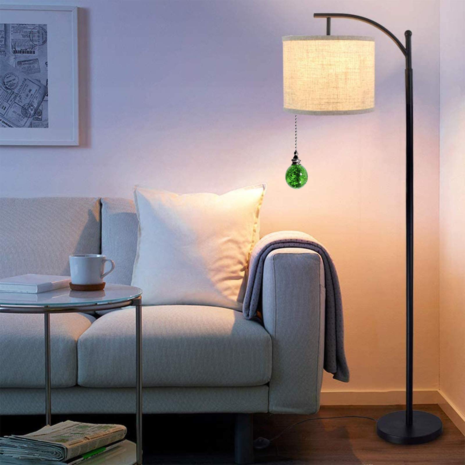 2PCS 21 Inches Green Ball Beaded Ceiling Fan Pull Chain Extender - Perfect for High Ceilings, Hard-to-Reach Fans & Home Decor Upgrade