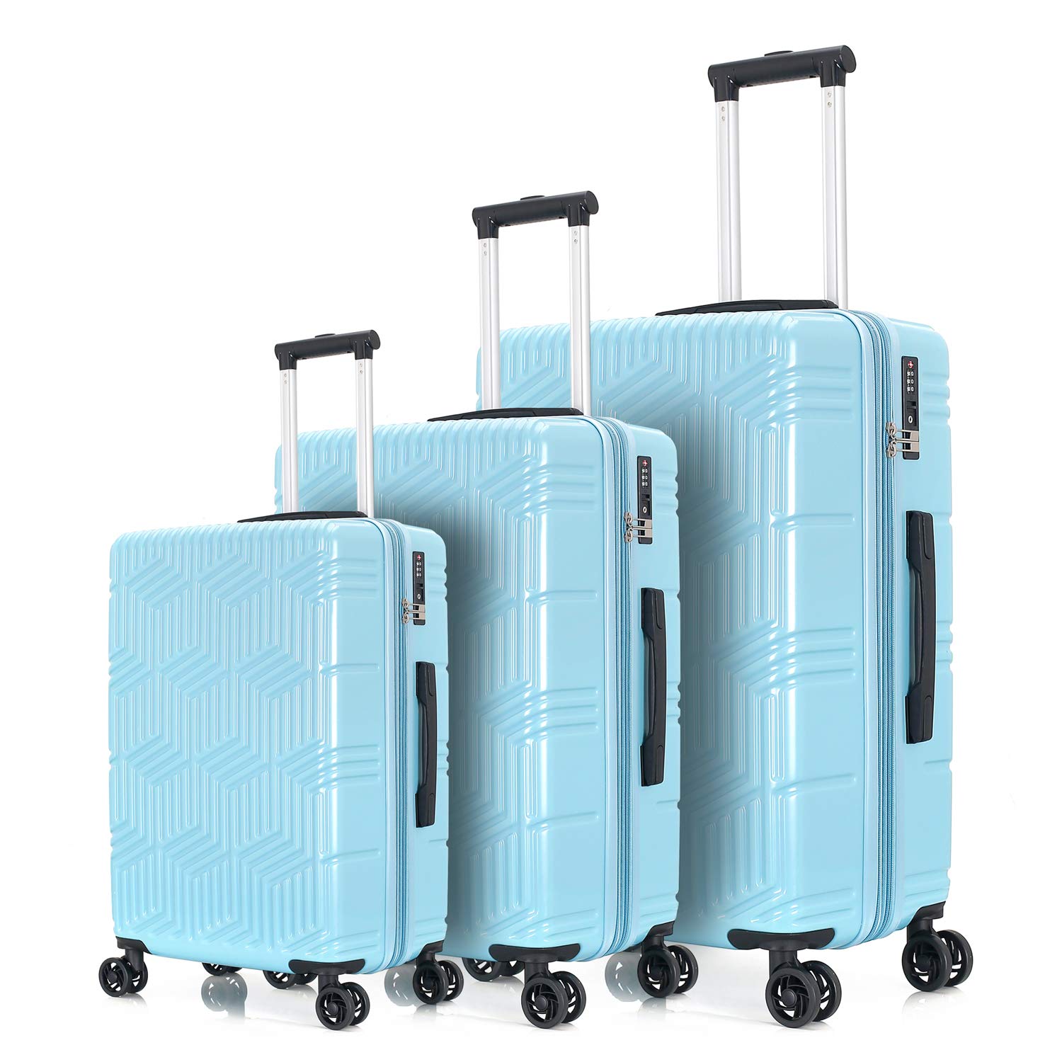ABS Hardshell Luggage Set with 360° Spinner Wheels - Lightweight 3-Piece Suitcase for Travel | Carry On, Check In & Business Trips