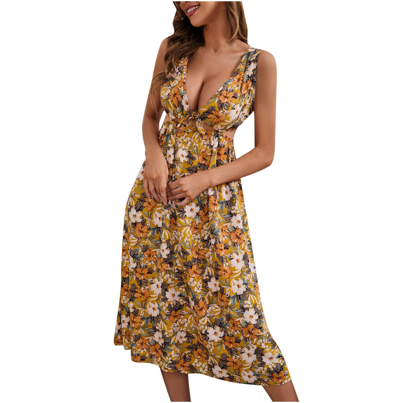 BoomDDD Women's Fashion Casual V-Neck Backless Mini Dress with Print Straps - Sexy Swing Dress for Plus Size Ladies, Perfect for Date Night, Club Party & Summer Vacation