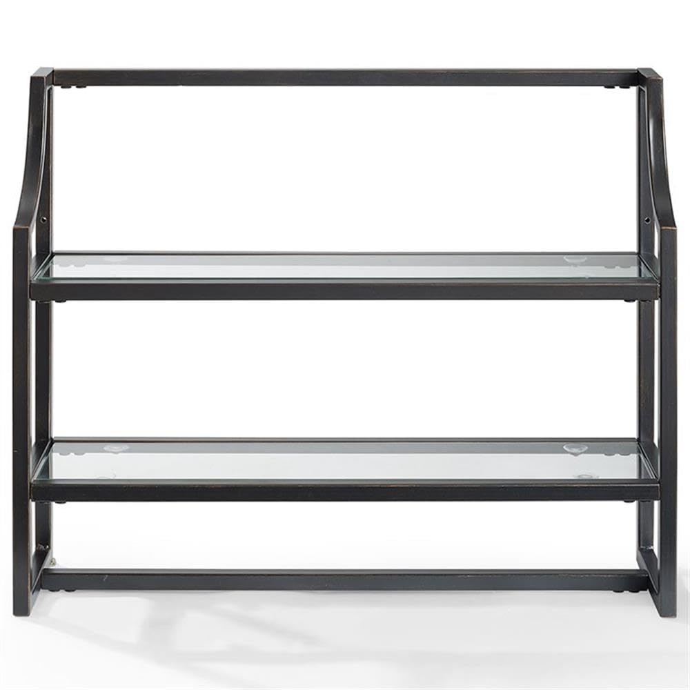 2-Shelf Modern Metal Wall Shelf in Oil Rubbed Bronze - Rustic Industrial Floating Shelves for Living Room, Bedroom, Bathroom & Kitchen Storage Decor