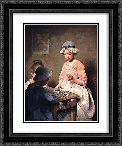Vintage Charles Chaplin The Game Of Lotto Art Print - 20x24 Inch Black Ornate Framed Wall Decor with Double Matting | Perfect for Living Room, Office or Gallery Display