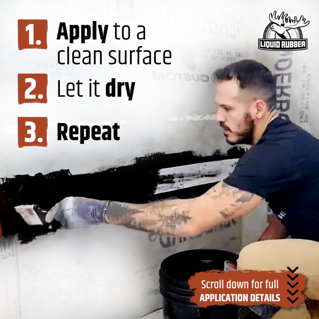 Liquid Rubber Waterproof Sealant for Basement & Foundation Repair - Flexible Concrete Crack Filler & Protective Coating - Indoor/Outdoor Waterproofing Paint - Black (5 Gallon) - Ideal for Leak Prevention, Roof Coating, and DIY Home Improvement Projects