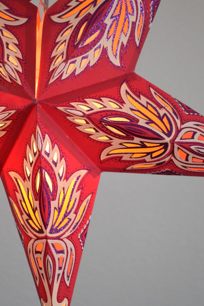 24-Pack Red & Vanilla Cream Lotus Glitter Paper Star Lanterns - Hanging Party Decorations for Weddings, Baby Showers & Home Decor