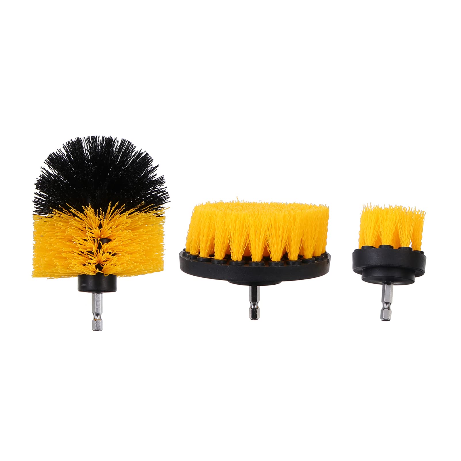 DOITOOL 3Pcs Drill Brush Kit - Power Scrubber Brush for Car Wash, Bathroom Grout, Kitchen Surfaces, Tub & Tile Cleaning - Yellow Drill Brush Attachments for Automotive & Household Deep Cleaning (Perfect for Cars, Showers, Sinks & Hard-to-Reach Corners)