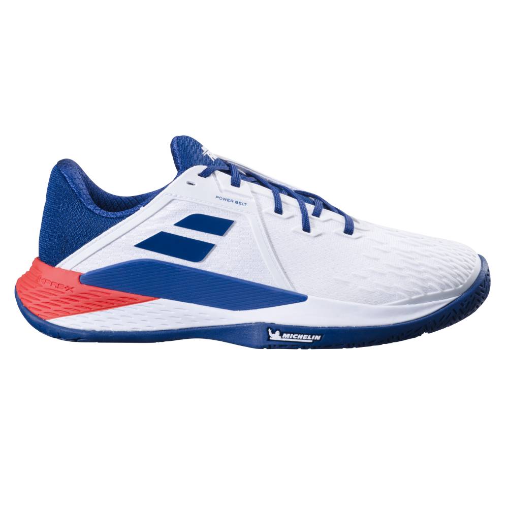 Babolat Propulse Fury 3 AC Men's Tennis Shoes - White & Blue | High-Performance Court Shoes for Competitive Play | Perfect for Hard Court Matches & Training Sessions